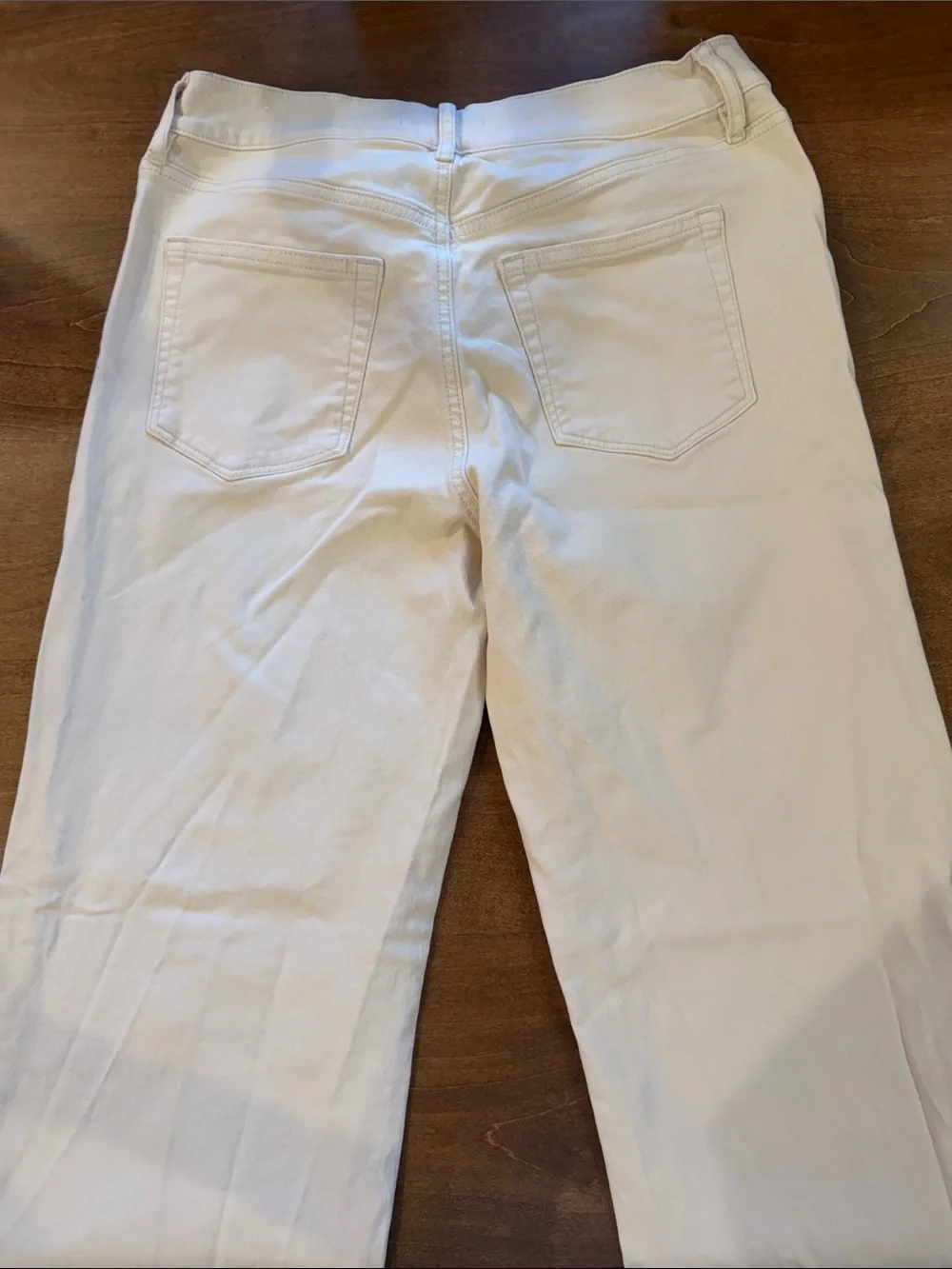 Cream Straight-Leg Jeans